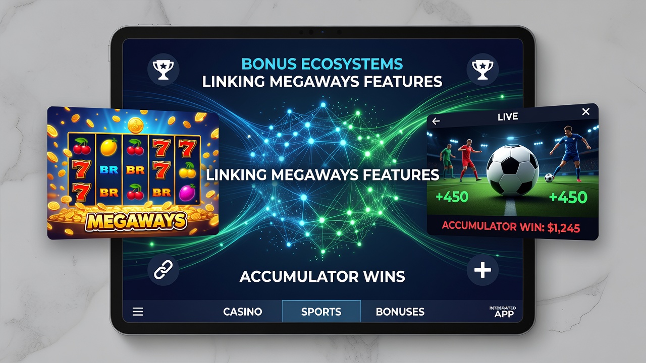 Diagram van accumulatorwinsten die verbonden zijn met Megaways-bonussen in casino- en sportapps