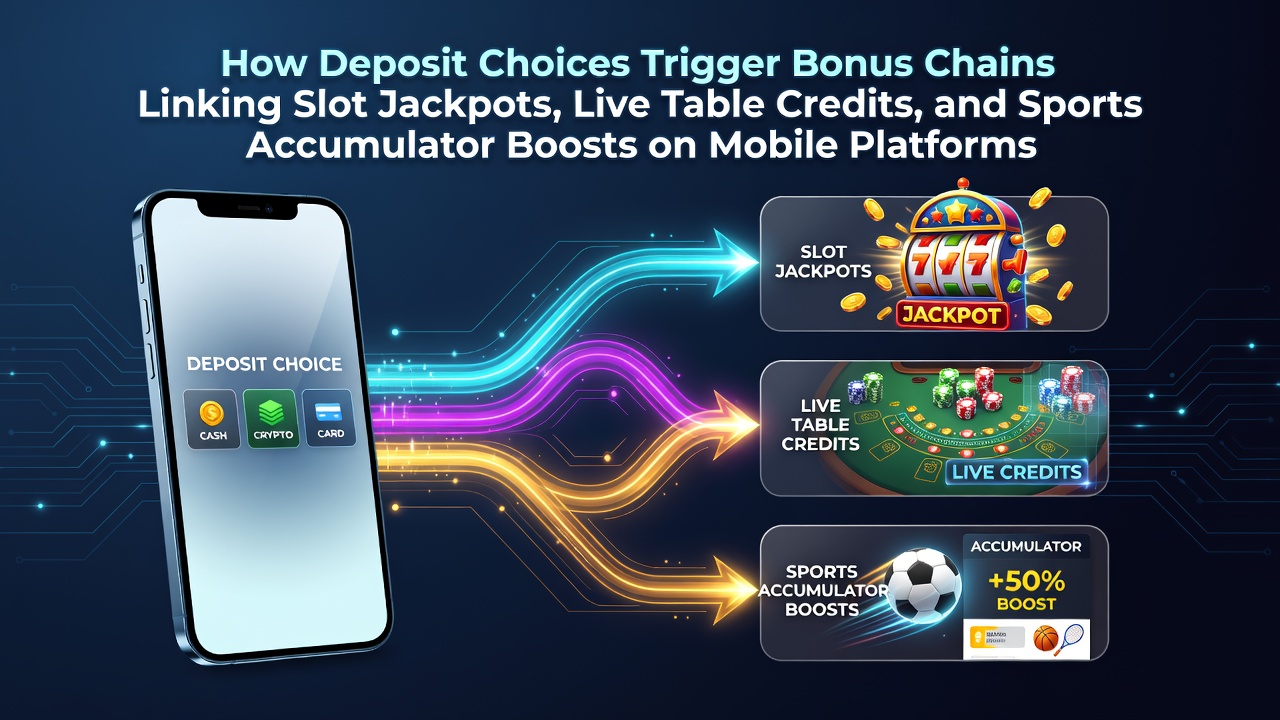 Mobiele app interface met stortingsopties en bonus indicators voor slots live tafels en sportweddenschappen