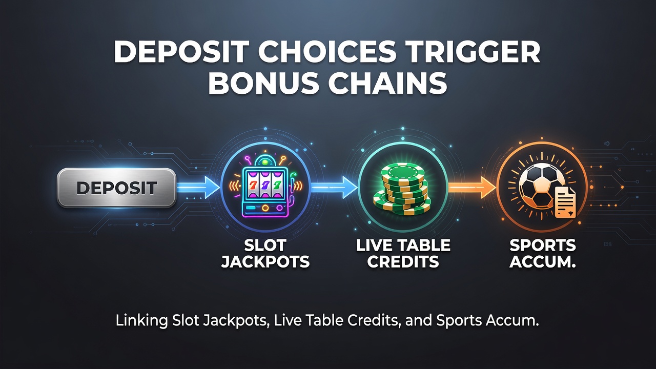 Detailopname van mobiele schermen met verbonden bonusketens voor jackpot live credits en accumulator boosts
