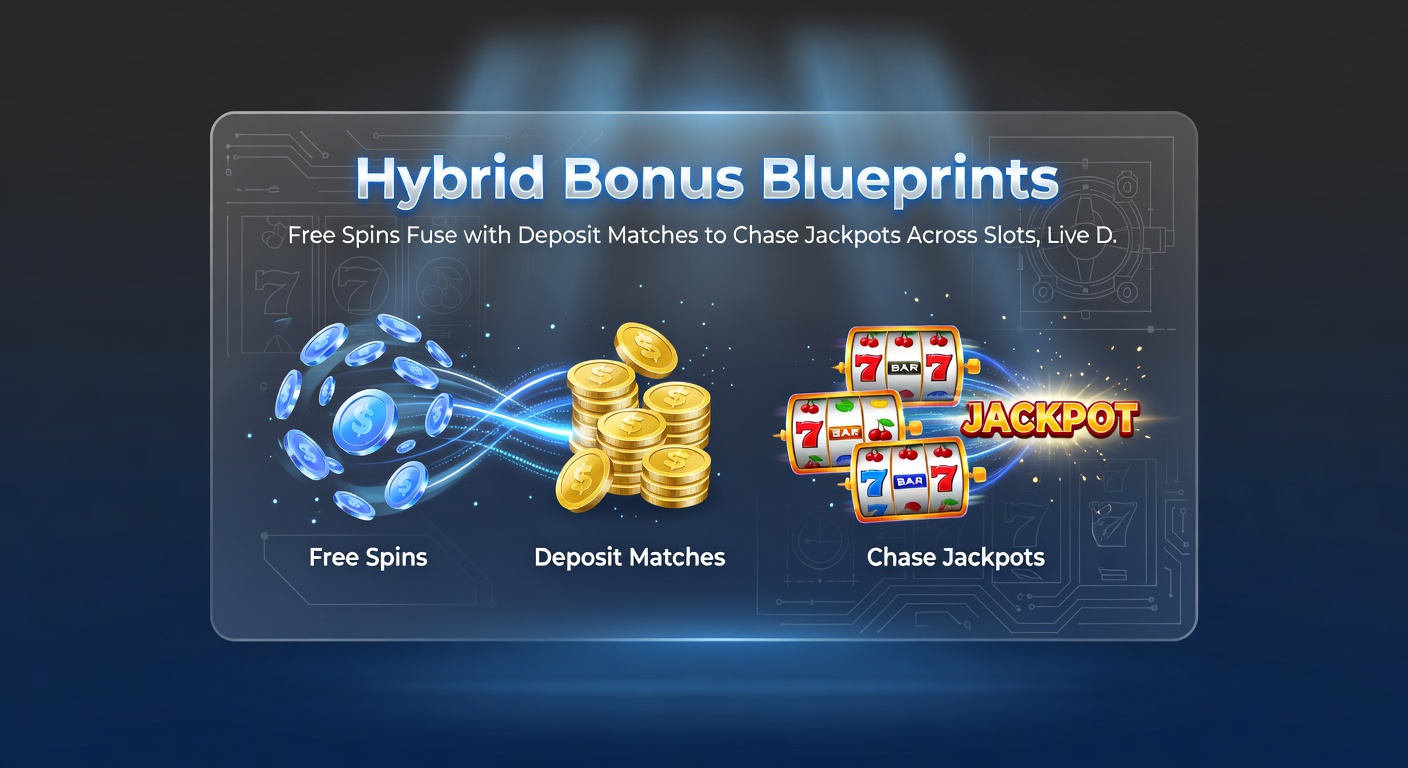 Voorbeeld van een hybride bonusinterface die slots, live dealers en sportweddenschappen verbindt met jackpotpaden en bonusketens