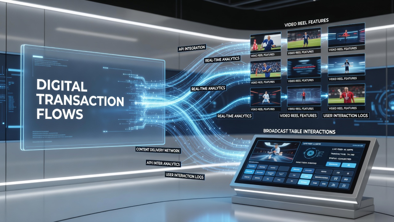 Flow diagram van transacties tussen reels, tafels en multipliers