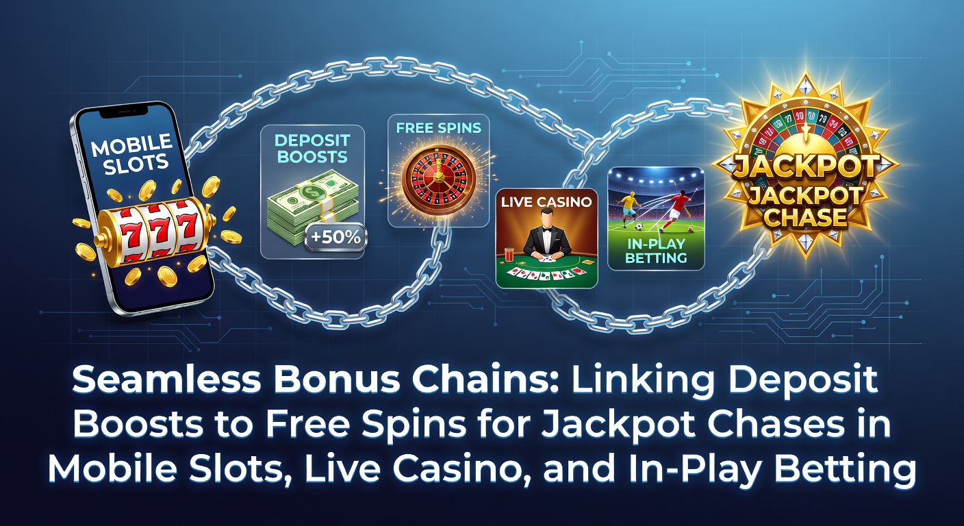 Mobiele slots met draaiende rollen en jackpotmeters die oplichten tijdens een bonusketen, gekoppeld aan live casino tafels en in-play betting odds