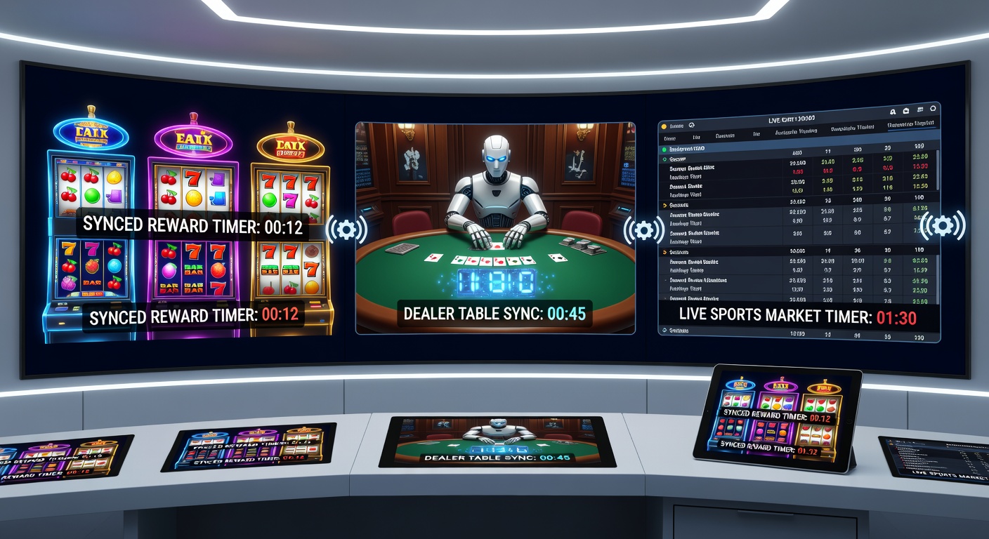 Overzicht van live sportmarkten met gesynchroniseerde beloningstimers die gekoppeld zijn aan casino timers