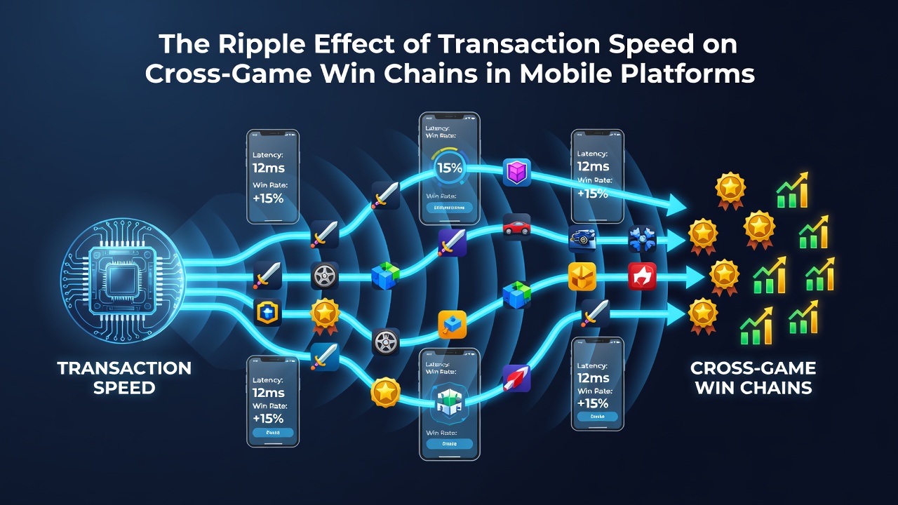 Mobiele spelinterface met snelle transacties en winsten over verschillende games