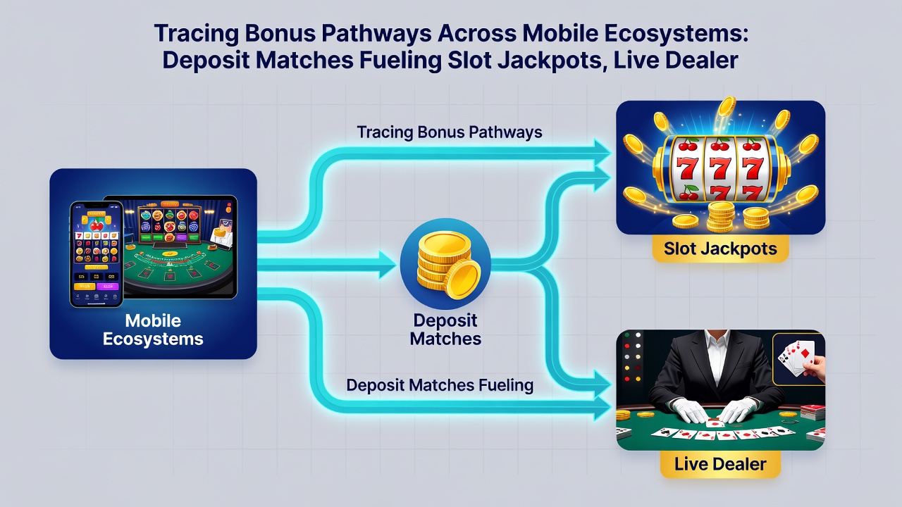 Detailopname van bonusketens die slot jackpots verbinden met live dealer credits en sport accumulatoren in mobiele apps