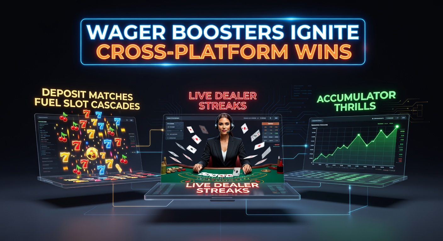 Spannende weergave van inzetboosters die slot-cascades en live dealer-actie verbinden met accumulator-weddenschappen op meerdere platforms